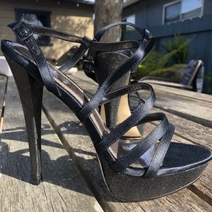 Sexy Platform Heels in Sparkly Black, size 8 1/2
